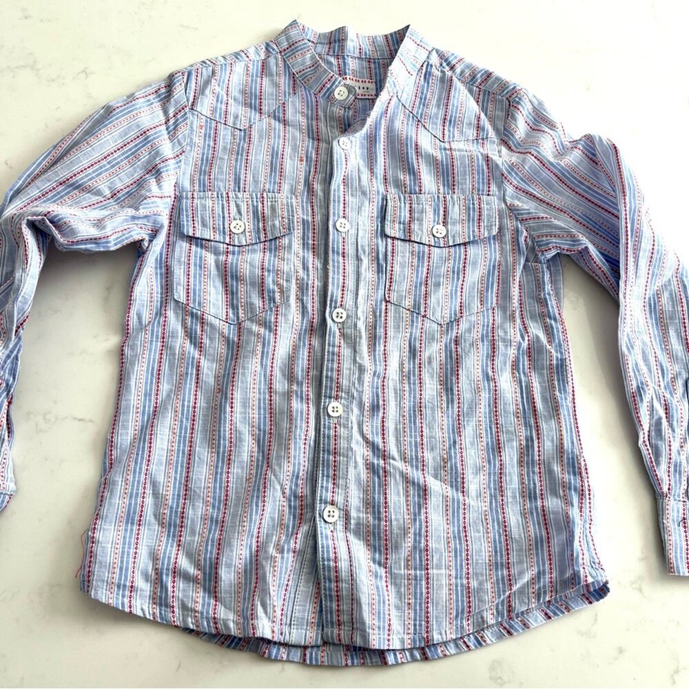 Morley boys designer button down striped shirt size 4